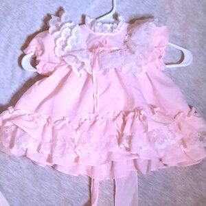Vintage Fluffy Layered Pageant Dress Pink 18 months CUTEST ONE Lace Ruffles USA